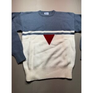 Vintage Meister Wool Sweater Mens Large Blue White Red Colorblock Ski Knit